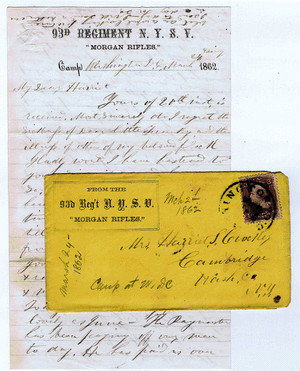 On Rare “Morgan Rifles” Letterhead, with Matching Envelope. image